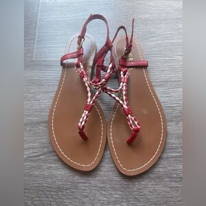 Elegant Red Braided Sandals